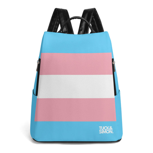 Tuck&Simon Blue Pink White Trans Pride Anti-Theft Backpack