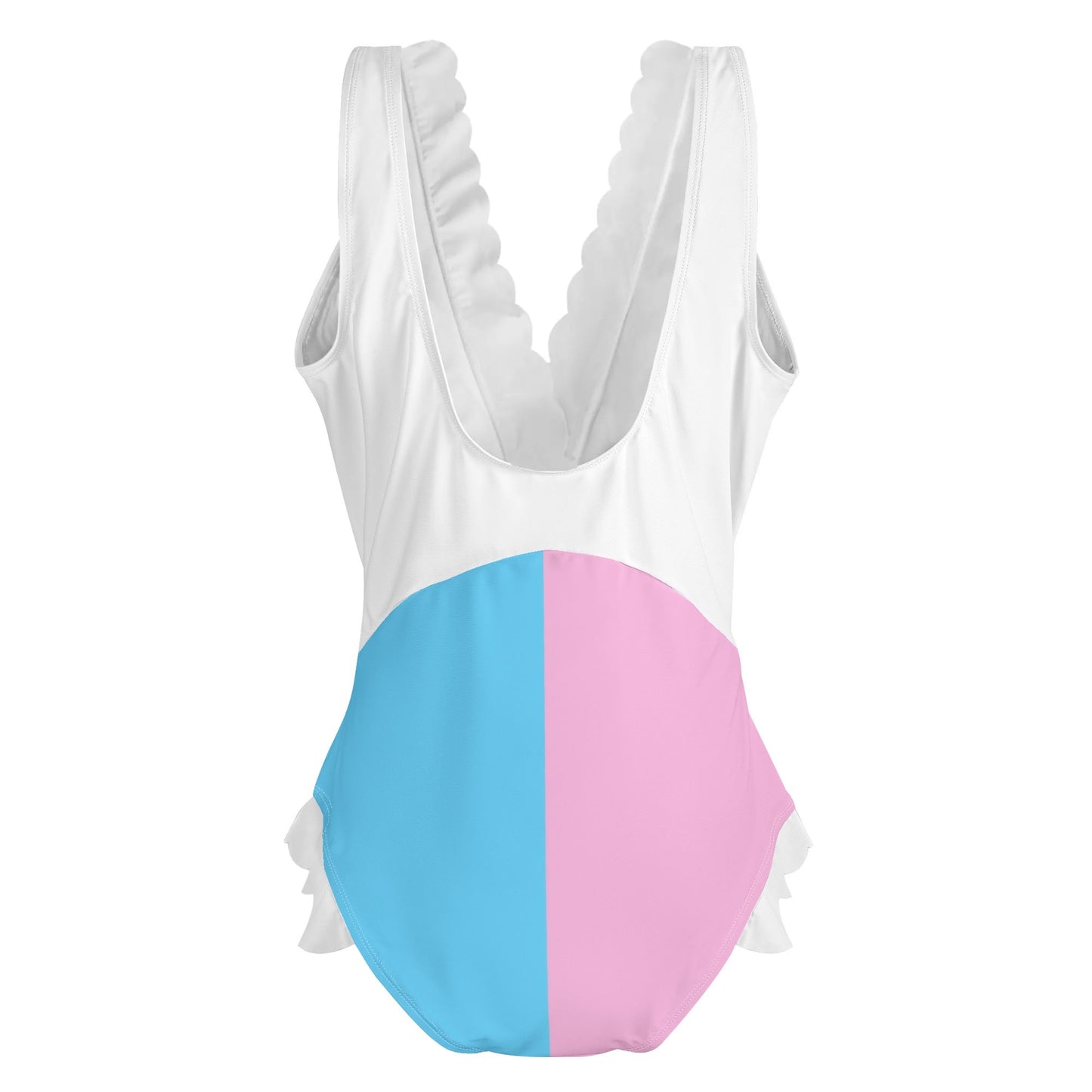 S-4XL Blue Pink White Pride Cross-Front Ruffle Edged Bathing Suit