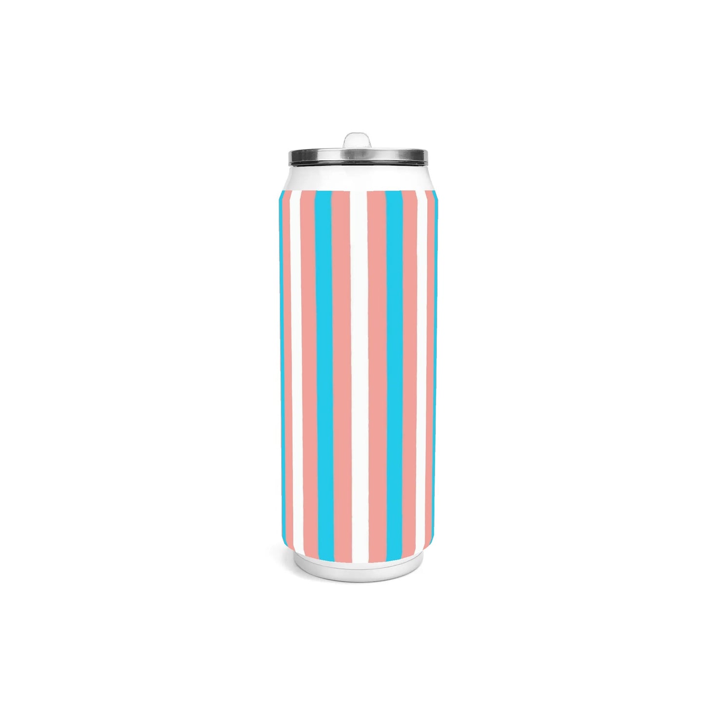 Blue Pink White Pride Candystriped Stainless Steel Soda Can Tumbler 500ml