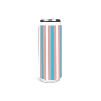 Blue Pink White Pride Candystriped Stainless Steel Soda Can Tumbler 500ml