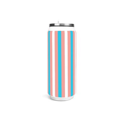 Blue Pink White Pride Candystriped Stainless Steel Soda Can Tumbler 500ml