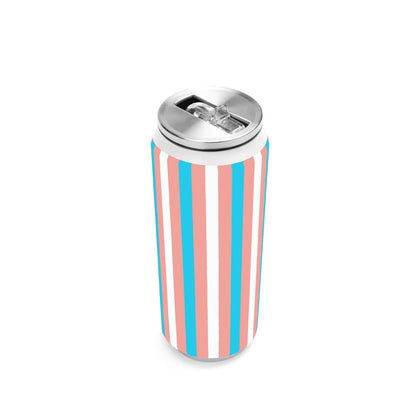 Blue Pink White Pride Candystriped Stainless Steel Soda Can Tumbler 500ml