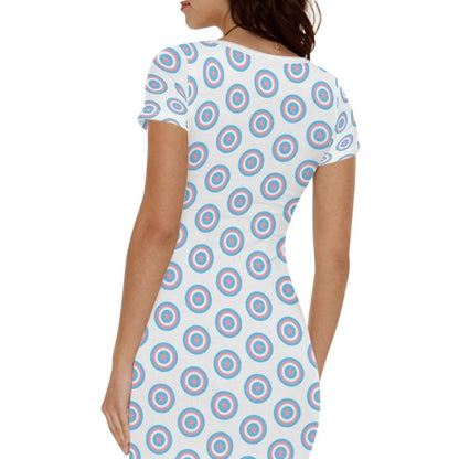 XS-4XL Blue Pink White Pride Long T-Shirt Dress