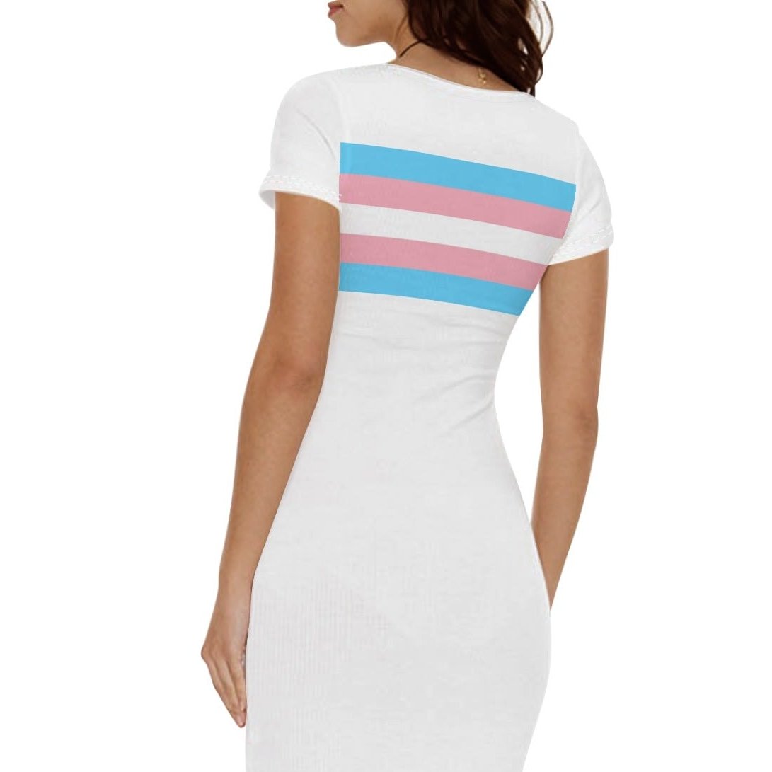 XS-4XL Blue Pink White Pride Long T-Shirt Dress