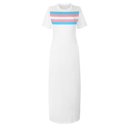 XS-4XL Blue Pink White Pride Long T-Shirt Dress