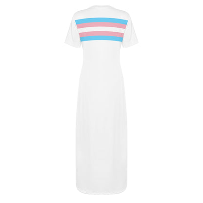 XS-4XL Blue Pink White Pride Long T-Shirt Dress