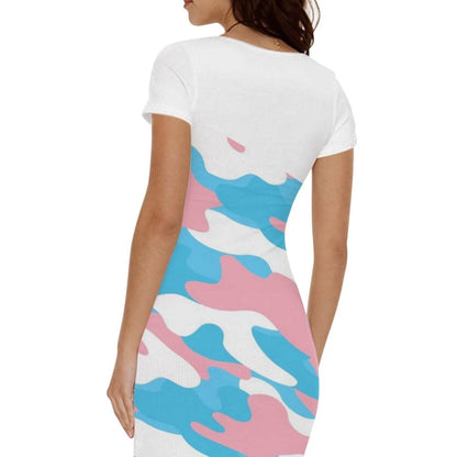 XS-4XL Blue Pink White Pride Long T-Shirt Dress