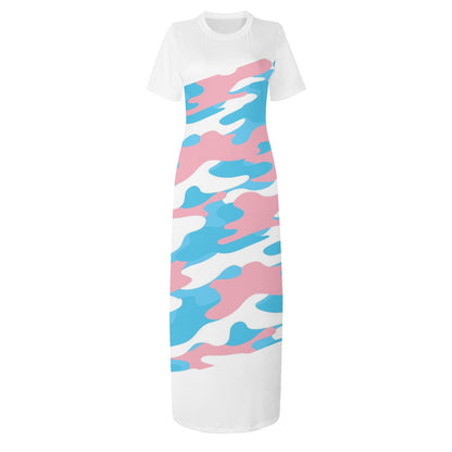 XS-4XL Blue Pink White Pride Long T-Shirt Dress