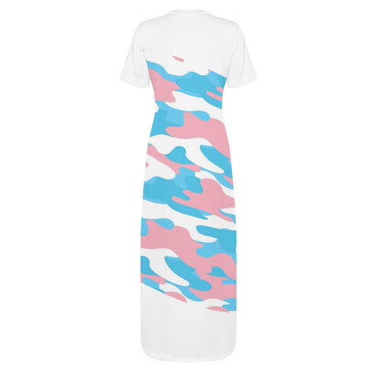 XS-4XL Blue Pink White Pride Long T-Shirt Dress