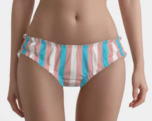 XXS-XXL Blue Pink White Pride Candystriped High-Cut Knickers