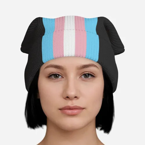 Blue Pink White Pride Colored Knitted Beanie