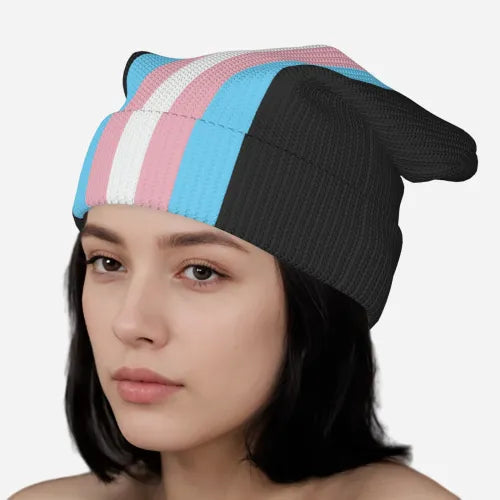 Blue Pink White Pride Colored Knitted Beanie