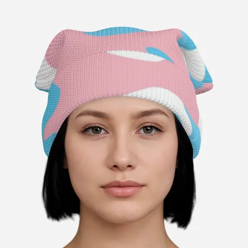 Blue Pink White Pride Colored Knitted Beanie