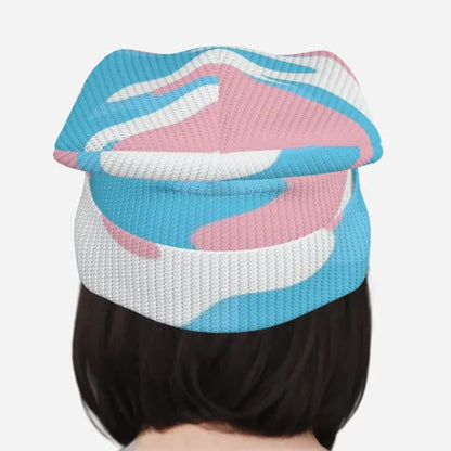 Blue Pink White Pride Colored Knitted Beanie