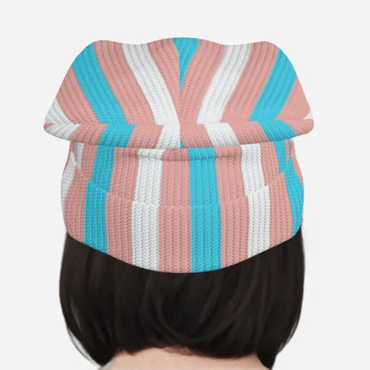 Blue Pink White Pride Colored Knitted Beanie