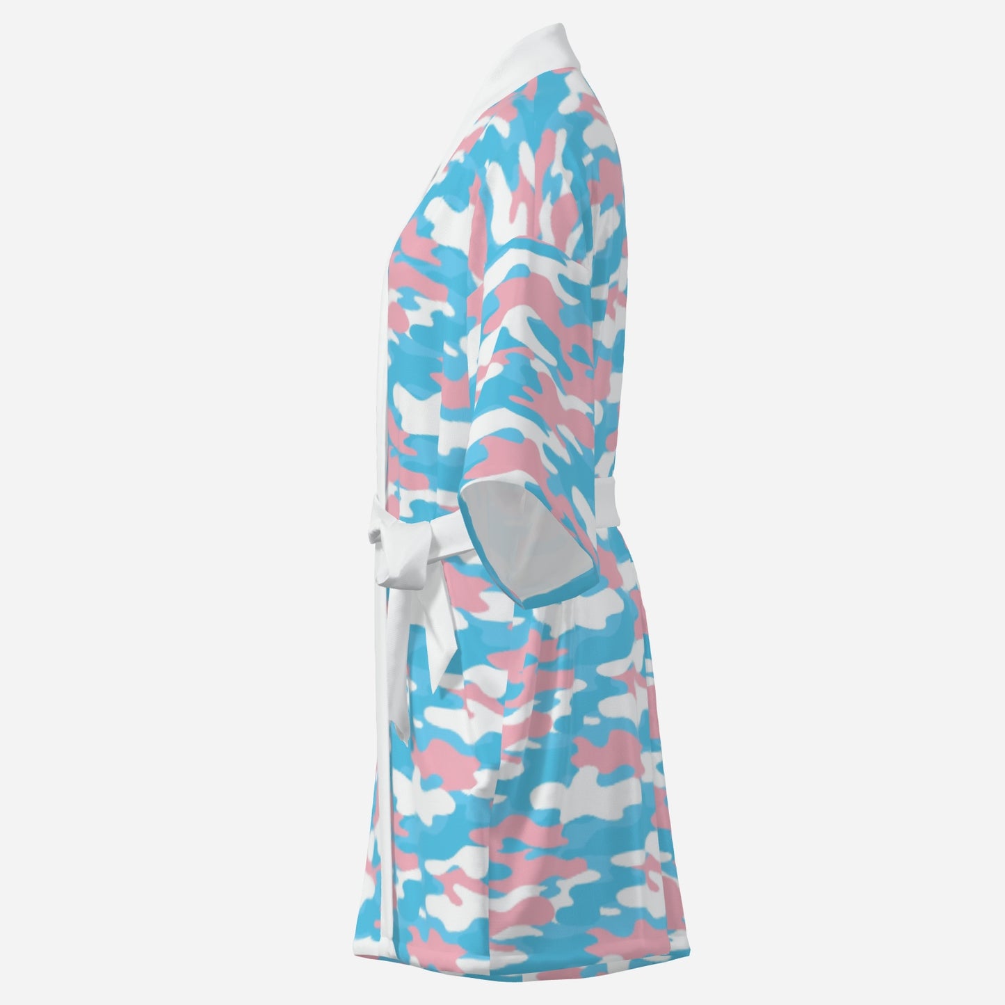 Teen Blue Pink White Pride Camouflage Short Silky Robe