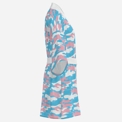 Teen Blue Pink White Pride Camouflage Short Silky Robe