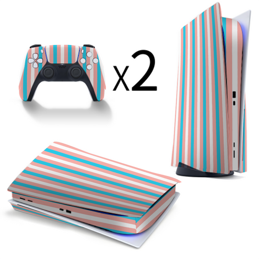 Custom Blue Pink White Pride PS5 Wrap