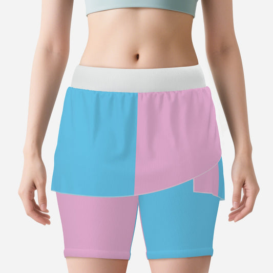 All-Over Print Women's Ruffled Yoga Shorts-Yoga High Stretch 220 GSM