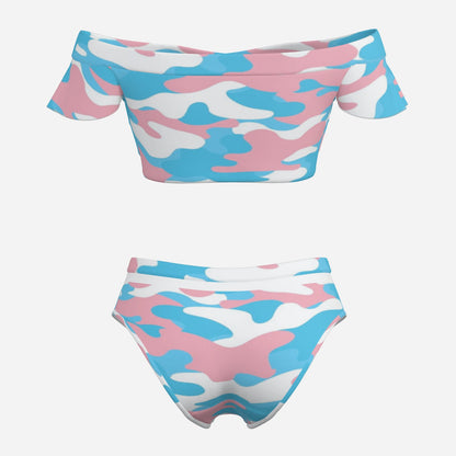Pride Camouflage Bikini Swimsuit with Ruffle Sleeves