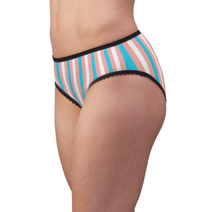 XS - 2XL Blue Pink White Pride  Candy Striped High-Cut Knickers