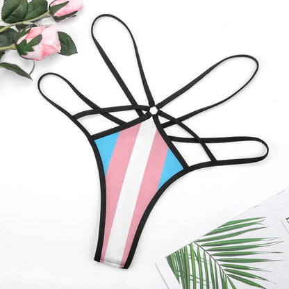 Plus Size Blue Pink White All-Over Trans Pride In Daring G-String Thong