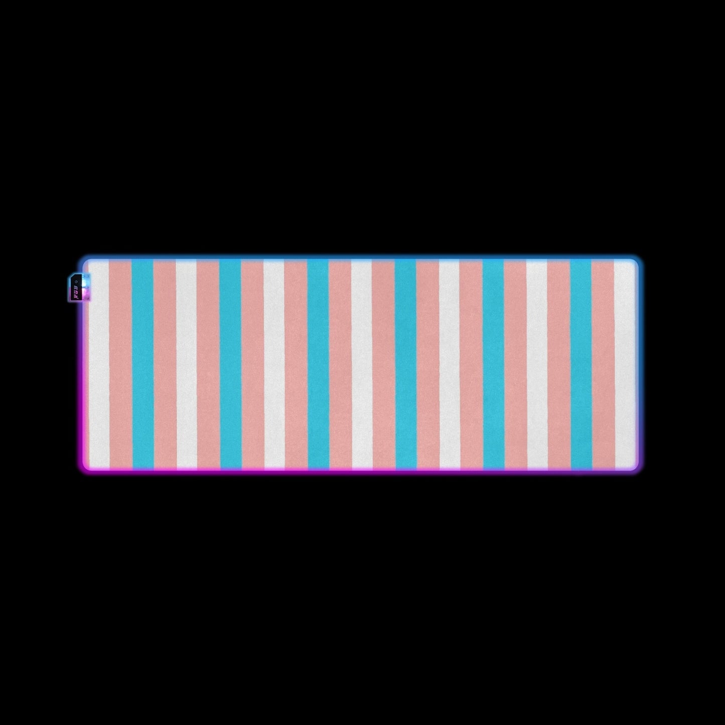 Blue Pink White Pride Candy Striped Transparent LED Gaming Pad