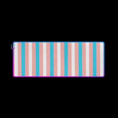 Blue Pink White Pride Candy Striped Transparent LED Gaming Pad