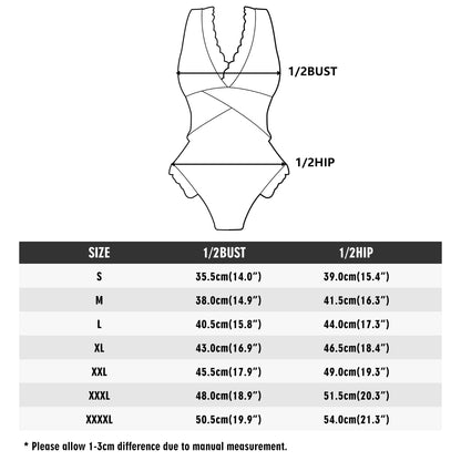 S-4XL Blue Pink White Pride Cross-Front Ruffle Edged Bathing Suit
