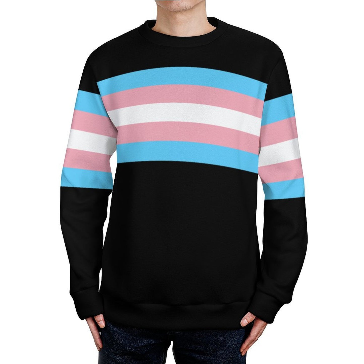 S-3XL Teen Blue Pink White Pride Banded Black Jumper