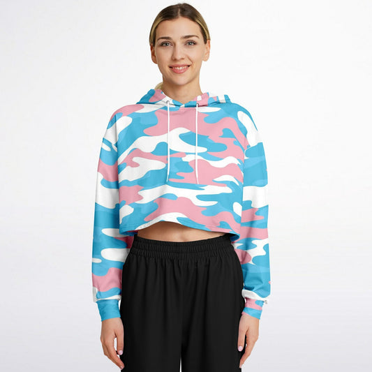 Blue Pink White Pride Camouflage Cropped Hoodie