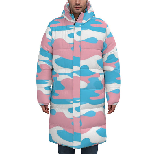 XS-4XL Blue Pink White Pride Camouflage Long Padded Winter Coat