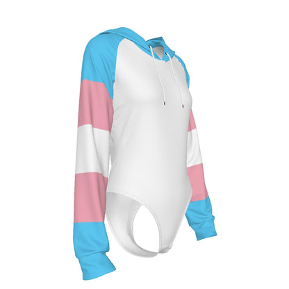 Teen Pride White Raglan Sleeve Hooded Bodysuit