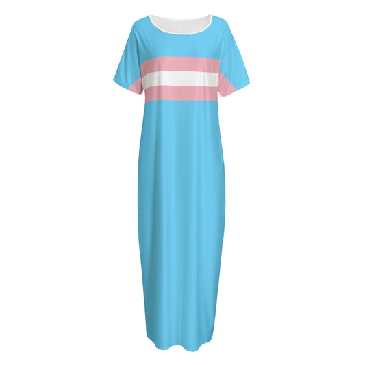 S-5XL Blue Pink White Pride  Stripes Long T-Shirt Style Nightdress