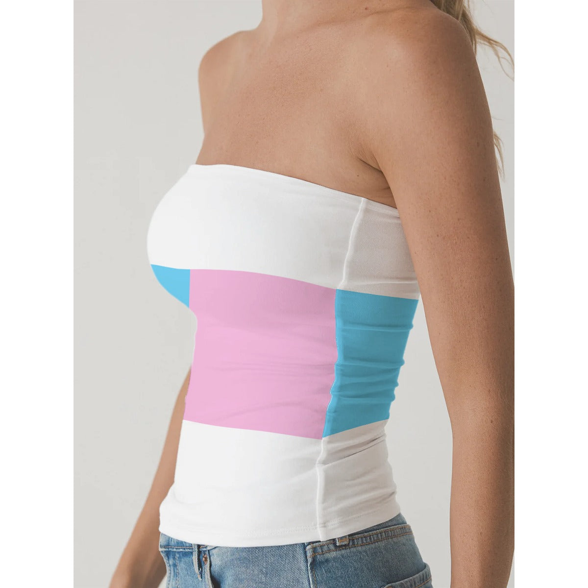 2XS-3XL Blue Pink White Pride Double-Layer Strapless Top