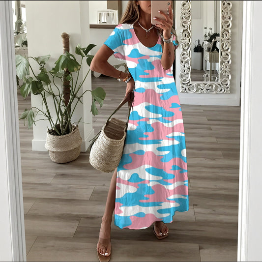 All-Over Print Women's Long Dress With Pocket