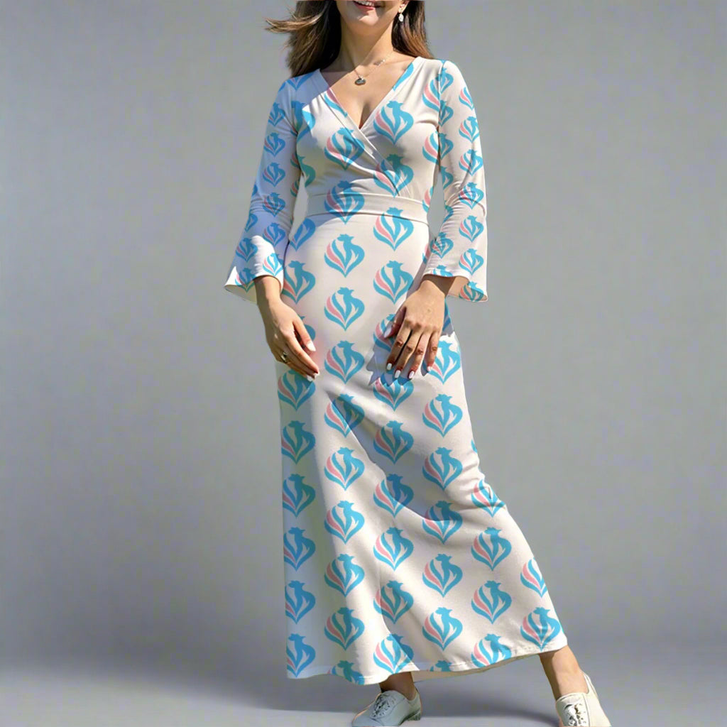 S - 6XL Long Sleeve Pride Le Coq White Maxi Dress