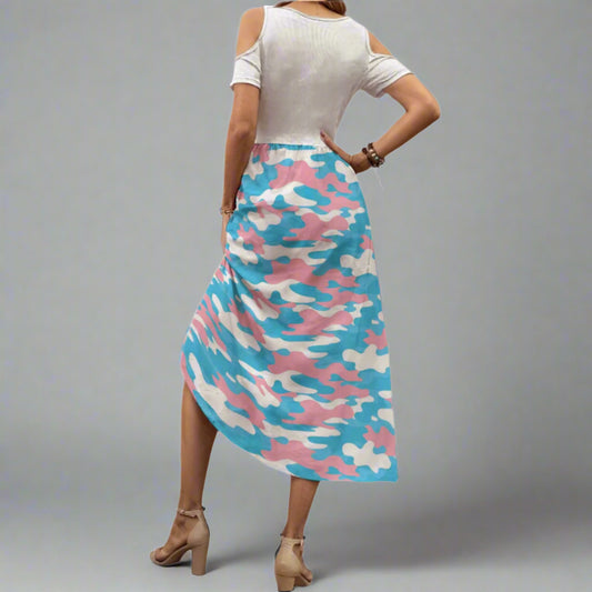S-5XL Pride Camouflage Cold-Shoulder Dress