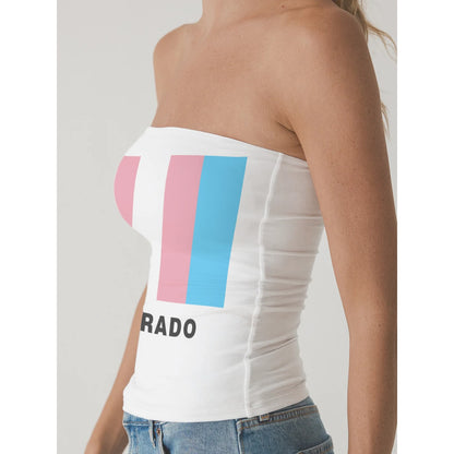 2XS-3XL Blue Pink White Pride Double-Layer Strapless Top