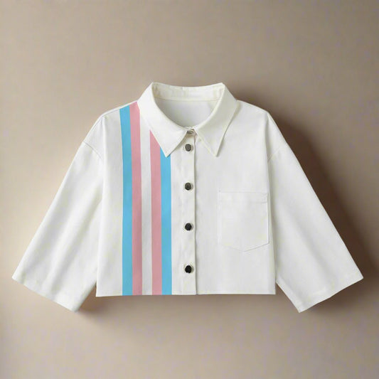 Teen Blue Pink White Pride Thin Cropped Jacket