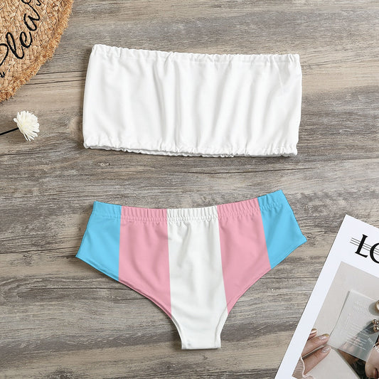 Trans Coloured Trans Pride Two-Piece Strapless Bikini
