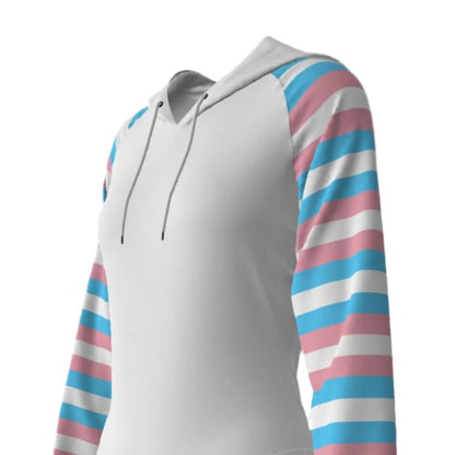 Teen Trans Coloured Trans Pride Candy Striped Raglan Sleeve Hooded Bodysuit