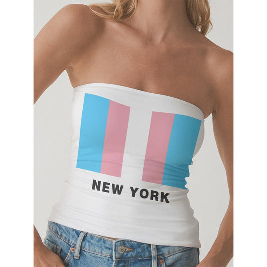 2XS-3XL Blue Pink White Pride Double-Layer Strapless Top