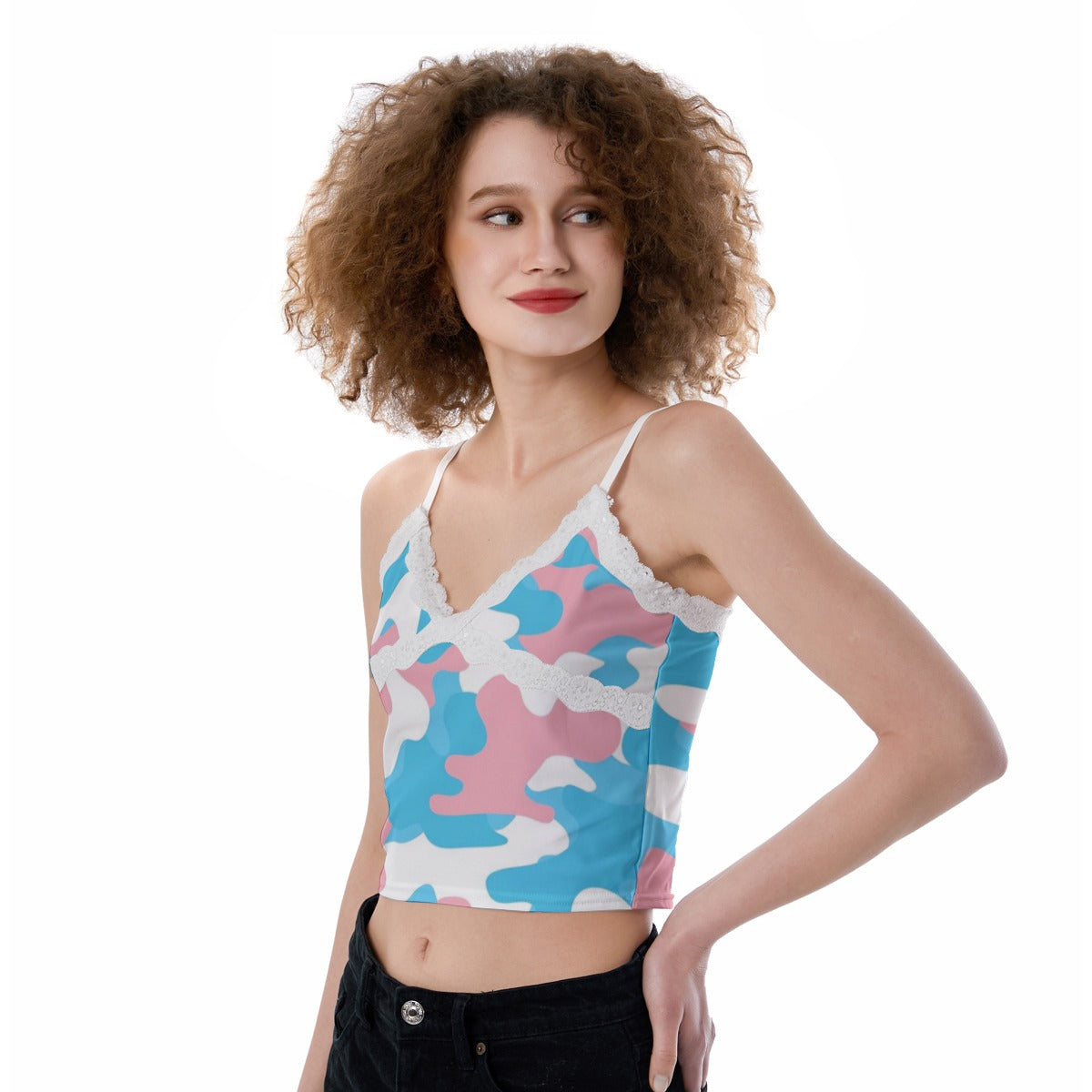 XS-2XL Teen Blue Pink White Pride Lace Cami Top