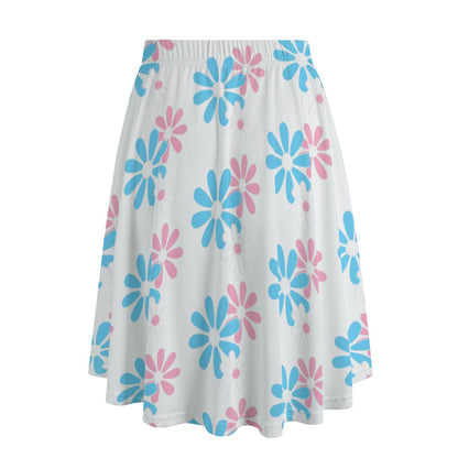 XS-6XL Blue Pink White Daisies Long Maxi Skirt w/Pockets