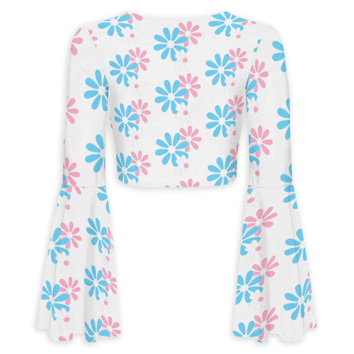 S-5XL Bell Sleeved White Tied Top