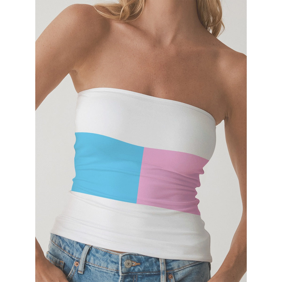 2XS-3XL Blue Pink White Pride Double-Layer Strapless Top