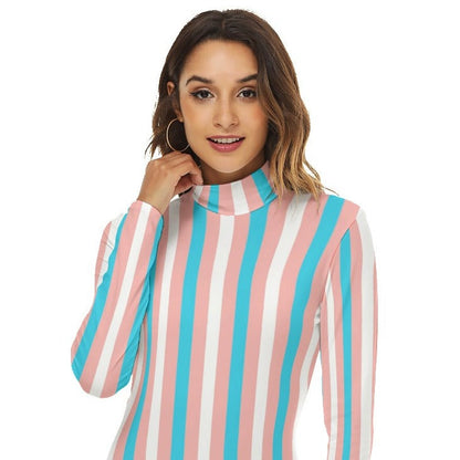 Teen - Plus Size Blue Pink White Pride Candy Striped Bodysuit