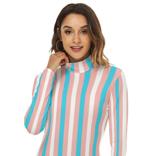 Teen - Plus Size Blue Pink White Pride Candy Striped Bodysuit