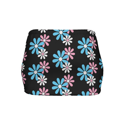 Teen Blue Pink White Pride Daisies Slinky Micro Mini Skirt